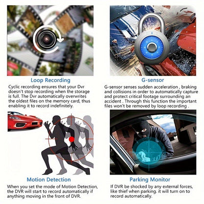 1080P Three Camera Recorder - On-Dash Cameras with Night Vision, Car DVR for Safe Driving
