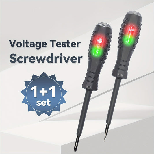 2pcs Multifunctional Electrician Screwdriver Set - High Torque Colorful Light Screwdrivers with Magnetic Suction - Slotted and Phillips Heads for Wire Testing