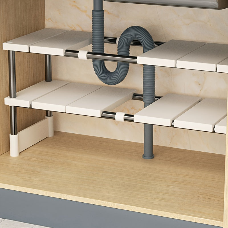Adjustable Under-Sink Organizer – Stainless Steel Multi-Layer Storage Rack for Kitchen & Bathroom