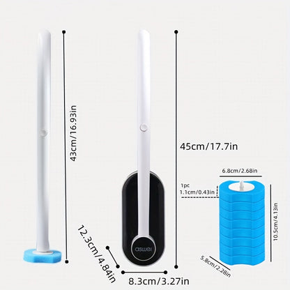 32 Brush Heads Set or 48 Accessory Brush Heads - Wall-Mounted Bathroom Cleaning Kit with Fragrant Brushes - Powerful Toilet Brush Set