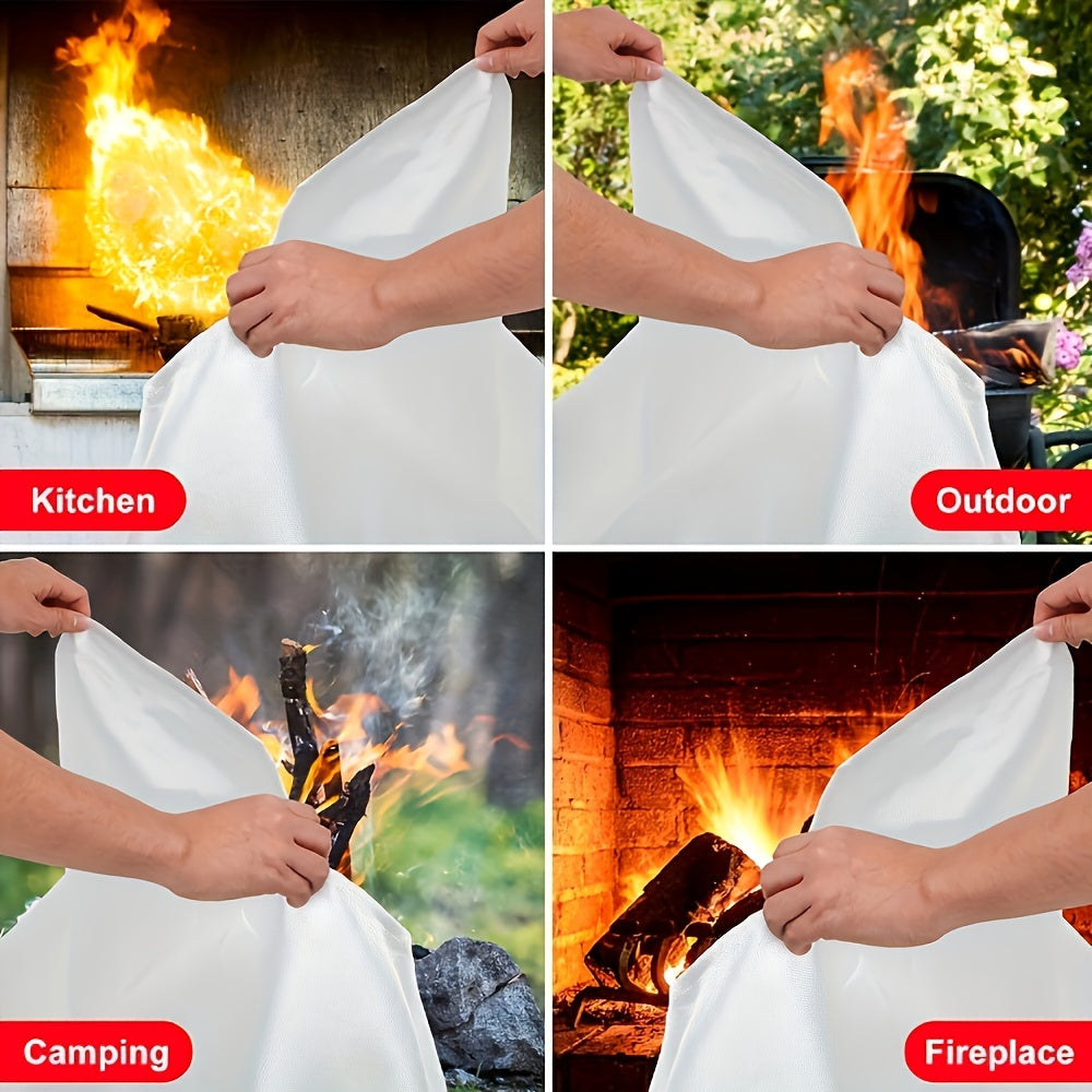 4 Piece Premium Fiberglass Fire Blankets - Heat-Resistant, Compact and Reusable for Kitchen, Home, School, Office, Camping, and Car Emergencies