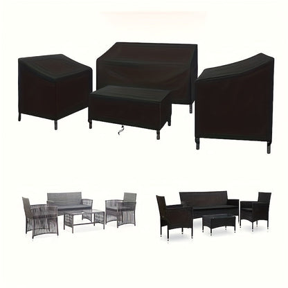 4 Piece Outdoor Furniture Cover Set – Waterproof Sofa, Chair & Coffee Table Covers with Windproof Buckle Strap & Adjustable Drawstring, for Living Room, Courtyard & Balcony Patio Furniture