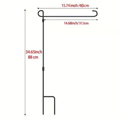Garden Flag Holder Stand - Black Wrought Iron Yard Flag Pole, Holds Flags Up to 12.5" Wide, Coated with Tiger Clip and Rubber Stopper for Outdoor Decoration