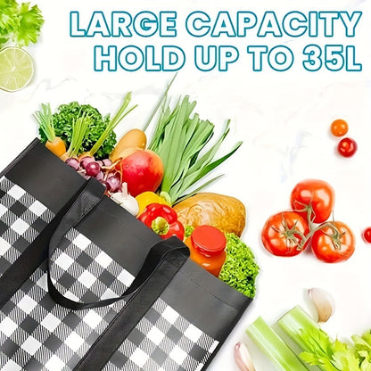 Non-Woven Large Capacity Storage Bag – Reusable Grocery Tote with Long Handle – Foldable for Shopping, Moving and Organization