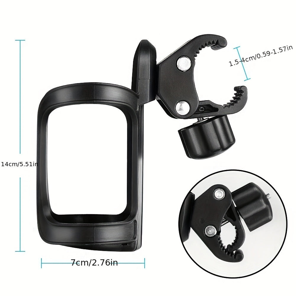 2-Pack Universal Rotatable Bike Cup Holders - 360-Degree Adjustable, Elastic Fixation for Bicycles, Strollers, Scooters, Wheelchairs - Durable and Space-Saving