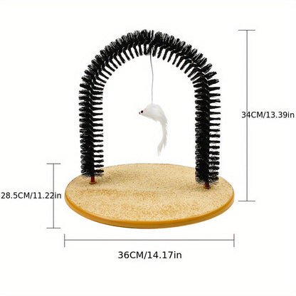 Multifunctional Cat Arch Grooming and Massage Toy - Hair Brush Scratching Toy for Cats and Kittens, Interactive Pet Supply