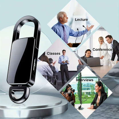 32GB Keychain Voice Recorder - High-Capacity, Discreet, Crystal-Clear Audio for Lectures, Meetings, Interviews | Ideal Gift for Students, Professionals, and Loved Ones