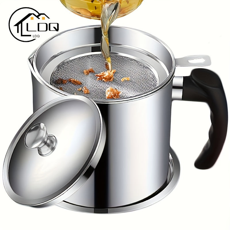 1.8L Stainless Steel Kitchen Container with Strainer – Easy-Hold Storage for Cooking Oil & Grease, Ideal for Hotels, Restaurants & Bulk Kitchenware, Eid Al-Adha Mubarak