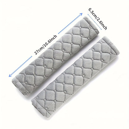2PCS Plush Embroidered Car Seat Belt Covers – Soft, Adjustable Shoulder Pads for Comfort & Safety