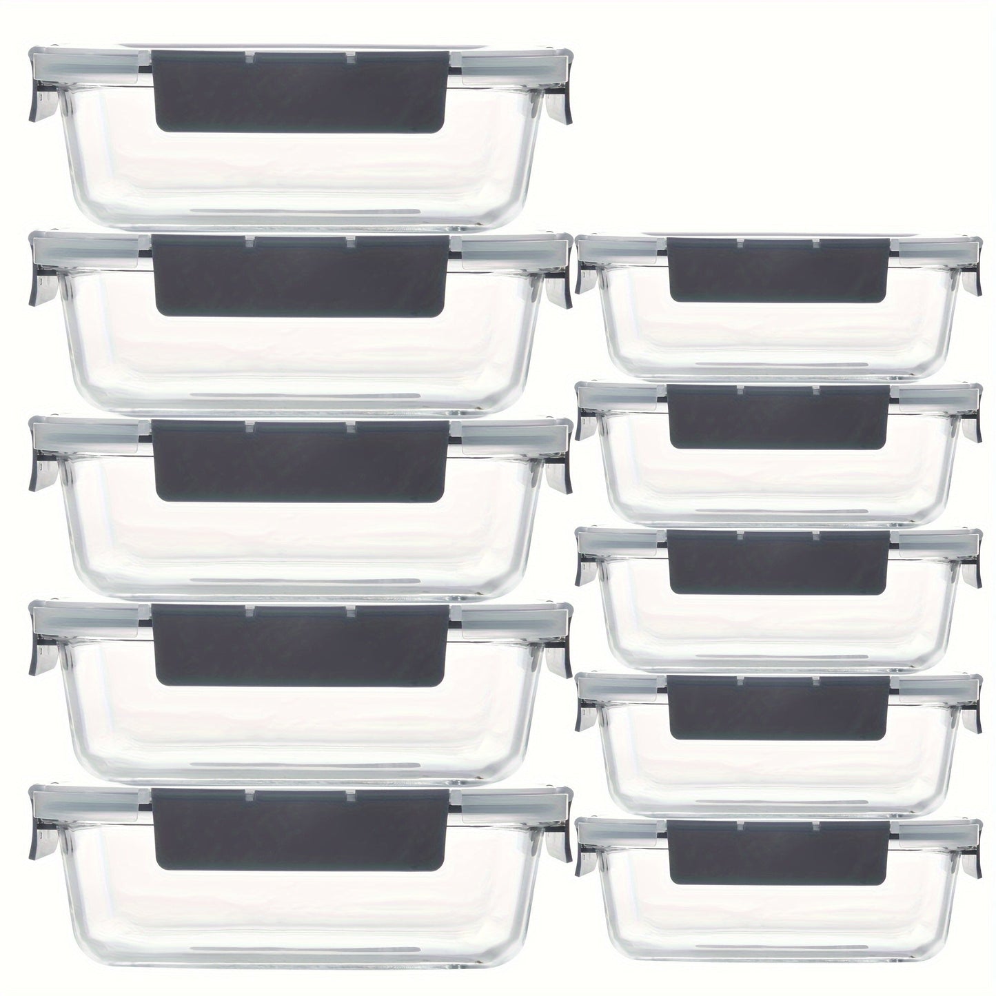 10-Pack Glass Meal Prep Containers Set with Airtight Lids – Durable Food Storage & Glass Lunch Boxes for Home, Kitchen, Office