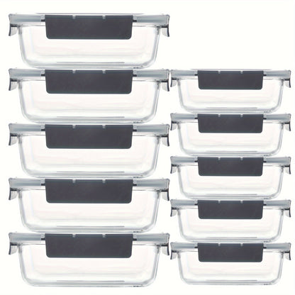 10-Pack Glass Meal Prep Containers Set with Airtight Lids – Durable Food Storage & Glass Lunch Boxes for Home, Kitchen, Office