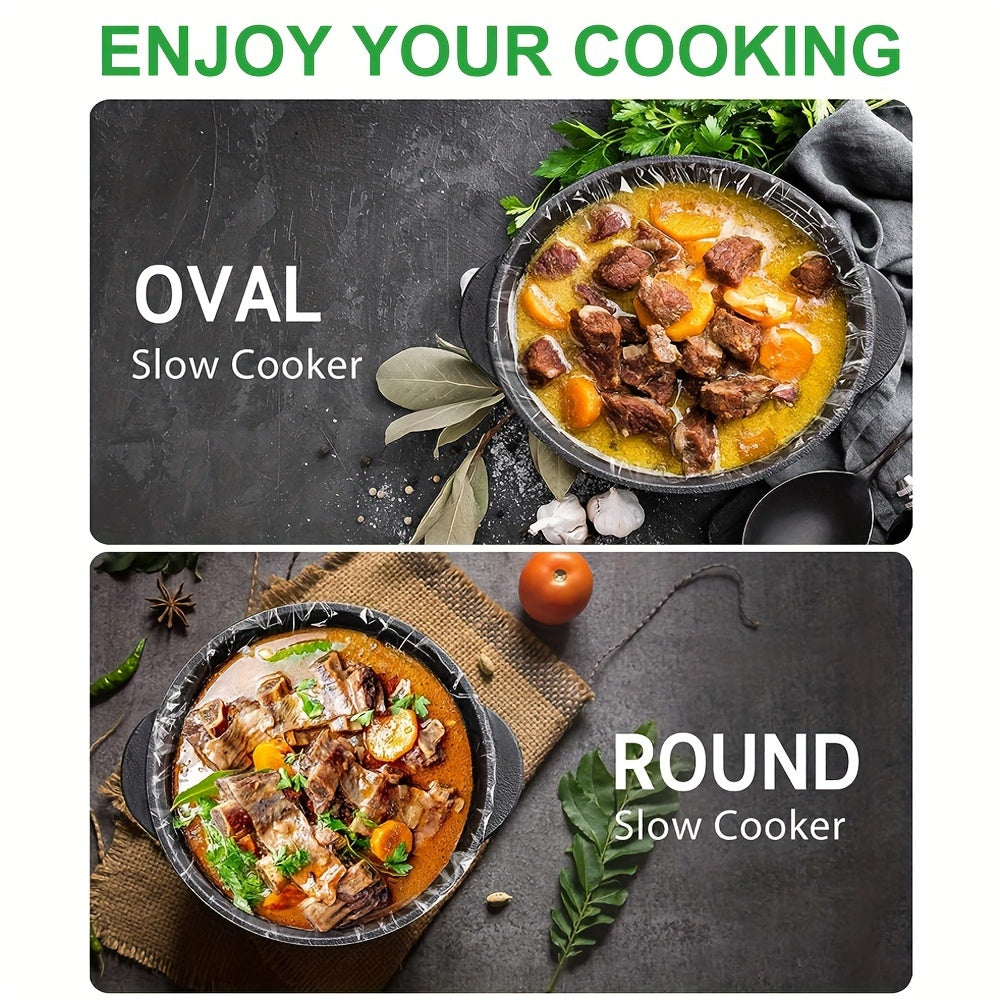 10pcs BPA-Free Slow Cooker Liners - Disposable, Fits 3QT to 8QT Pots, Oval & Round Compatible - Kitchen Essentials, 13" x 21"