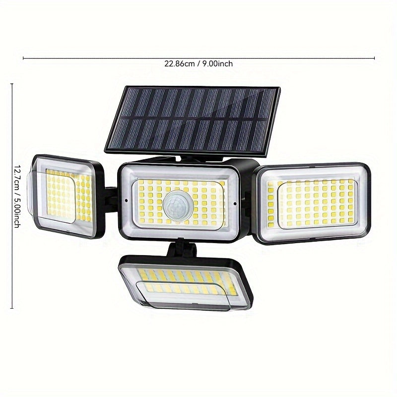 2Pcs Super Bright Solar Motion Sensor Outdoor Floodlight – 4 Adjustment Modes, Intelligent Auto Adjust, Remote Control
