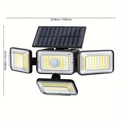 2Pcs Super Bright Solar Motion Sensor Outdoor Floodlight – 4 Adjustment Modes, Intelligent Auto Adjust, Remote Control