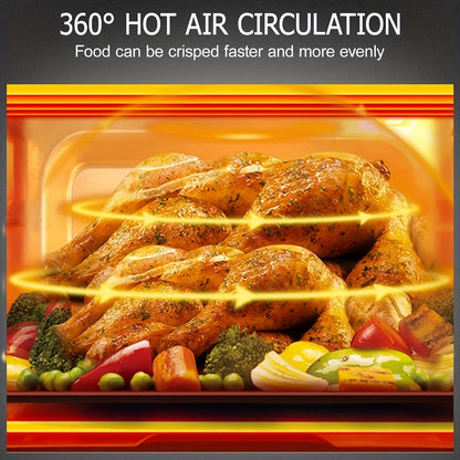 6.5 Qt Large Capacity 8-in-1 Air Fryer Toaster Oven Combo - LCD Touchscreen, Stainless Steel Rack and Non-Stick Basket - Healthy Cooking, Space-Saving Design - Black