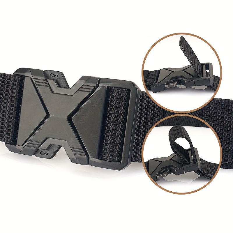 Men's Canvas Belt – Sporty Style with Quick-Release Plastic Buckle, Casual Training & Jeans Accessory