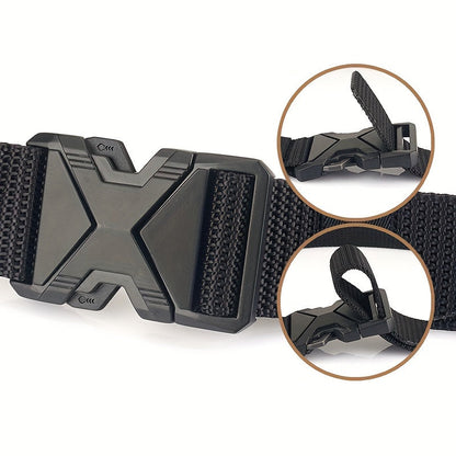 Men's Canvas Belt – Sporty Style with Quick-Release Plastic Buckle, Casual Training & Jeans Accessory
