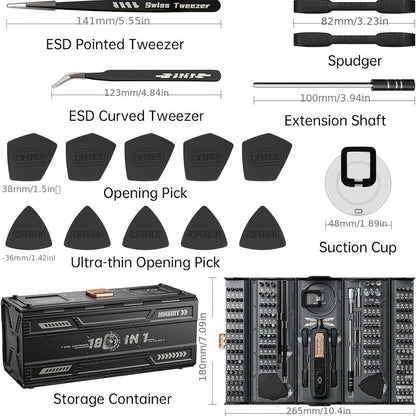 Upgraded 180-in-1 Magnetic Precision Screwdriver Set - Professional Tool Kit for PC, Laptops, Mobile Phones, Xbox, Mac, and DIY Maintenance