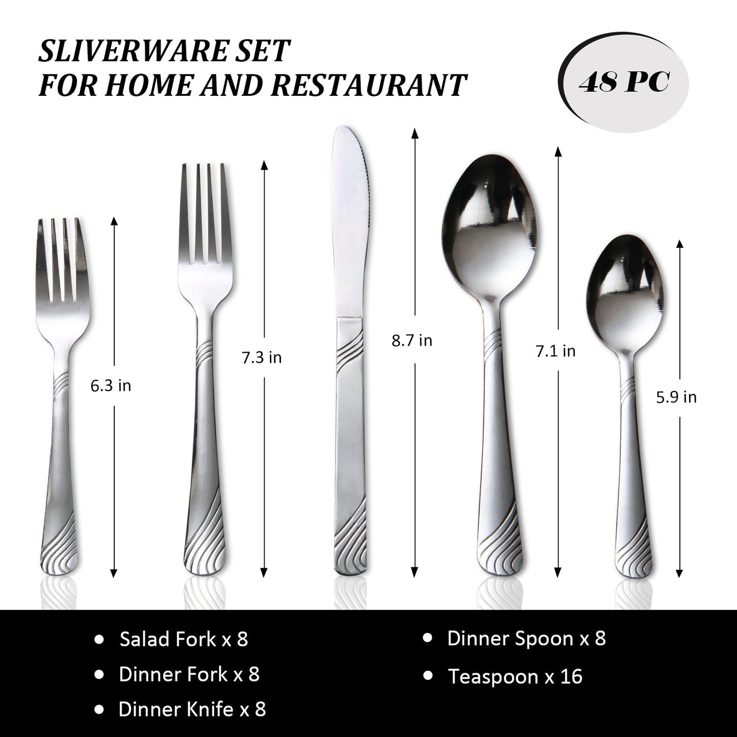 48-Piece Stainless Steel Tableware Set – Durable, Modern Cutlery for Restaurants, Hotels, Family Gatherings, and Outdoor Events – Premium Quality, Rust-Resistant, Easy to Clean