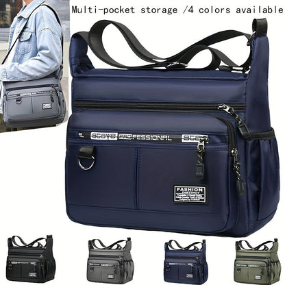 Large Capacity Oxford Cloth Waterproof Crossbody Bag - Durable, Adjustable Sling Shoulder Bag for Men - Ideal for Travel, Leisure, and Student Storage