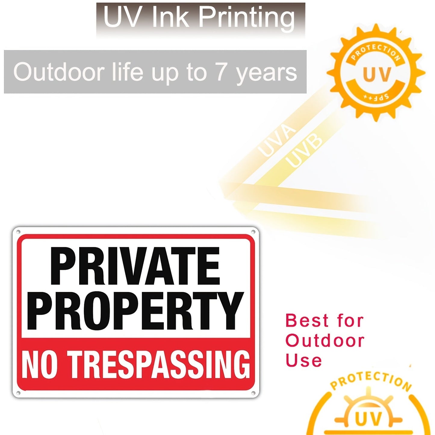 4pcs Private Property No Trespassing Signs, 10"x14" Rust-Free Aluminum, Indoor & Outdoor Use