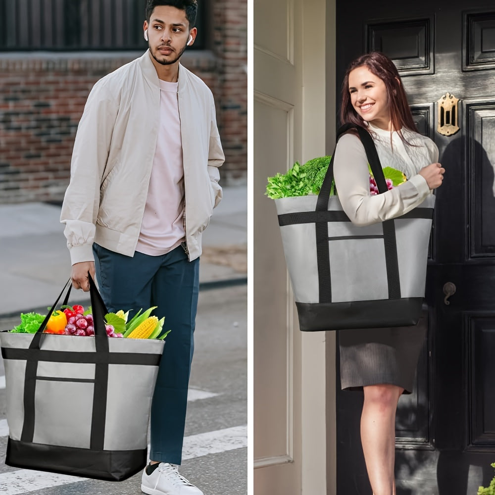 Insulated Reusable Tote Bag – For Grocery Shopping, Food Delivery, and Travel – Keeps Food Cold, Ideal for Doordash/Grubhub, Cooler Bag for Beach/Picnic