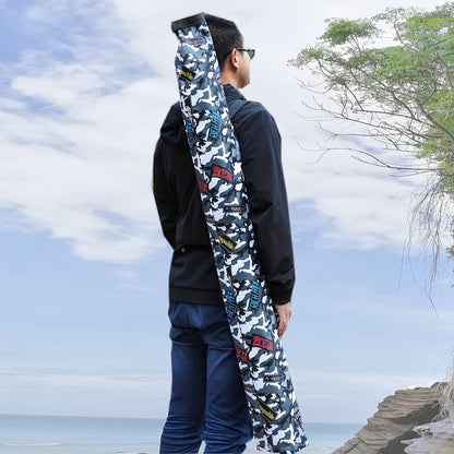 Premium Foldable Fishing Rod Storage Bag - Large Capacity, Completely Waterproof Oxford Cloth with Moire Pattern, Lightweight Zipper Closure, Fashionable Design for Camping