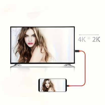 USB 3.1 Type-C to HDTV Adapter Cable - 4K HD Display, 2m/6.6ft, USB-Powered, Direct Phone to TV Connection, No WiFi/Software Required