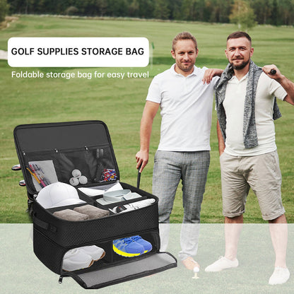 Golf Shoe Bag – Outdoor Foldable Storage for Golf Supplies, Oxford Cloth Holder Box for Ball & Towel, Portable Trunk Organizer