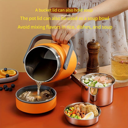 Three-Layer Thermal Insulated Lunch Box - Keeps Food Hot/Cold, Leak-Proof, Durable TPCY-C, Easy to Clean - Ideal for Picnics and Camping