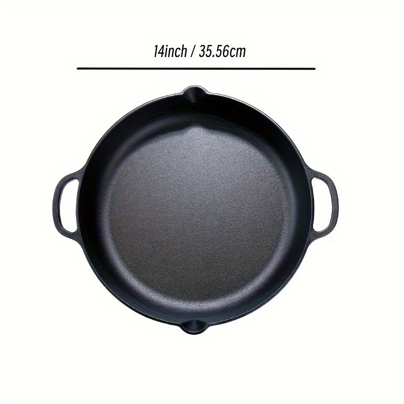 14-Inch Pre-Seasoned Cast Iron Skillet - Durable, Non-Stick Dutch Oven for Searing, Sautéing, Baking, Roasting, and Grilling