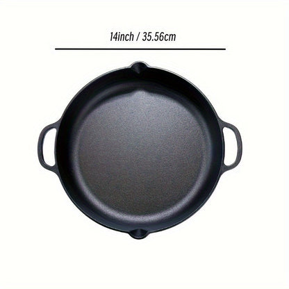 14-Inch Pre-Seasoned Cast Iron Skillet - Durable, Non-Stick Dutch Oven for Searing, Sautéing, Baking, Roasting, and Grilling