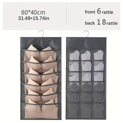 Double-Sided Underwear Organizer Bag - Versatile Lingerie and Socks Storage, Space-Saving, Travel-Friendly with Easy-to-Hang Feature