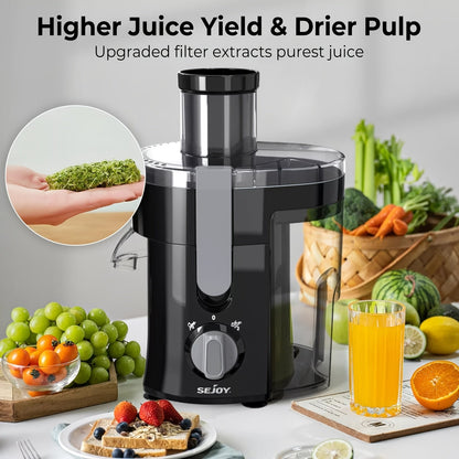 Compact Speedster Juicer – Citrus Juicer with High Juice Yield, Multiple Safety Features, BPA-Free, Black & Green – Easy Operation Centrifugal Extractor for Fruits and Vegetables