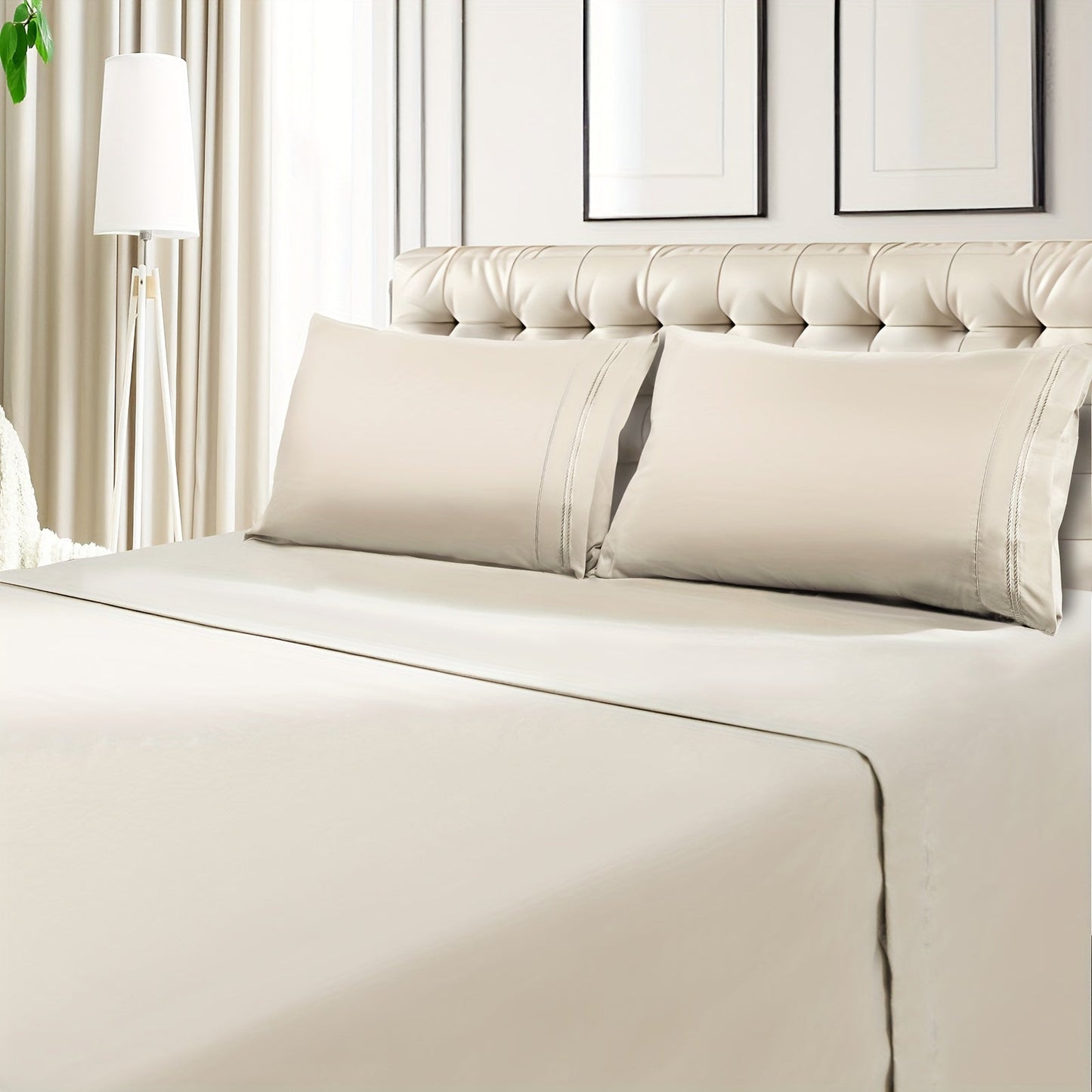 6pcs Sheet Set Deep Pocket - Ultra Soft, Machine Washable Luxury Bedding, Shrinkage & Fade Resistant with Embroidery - Twin Size (4pcs)