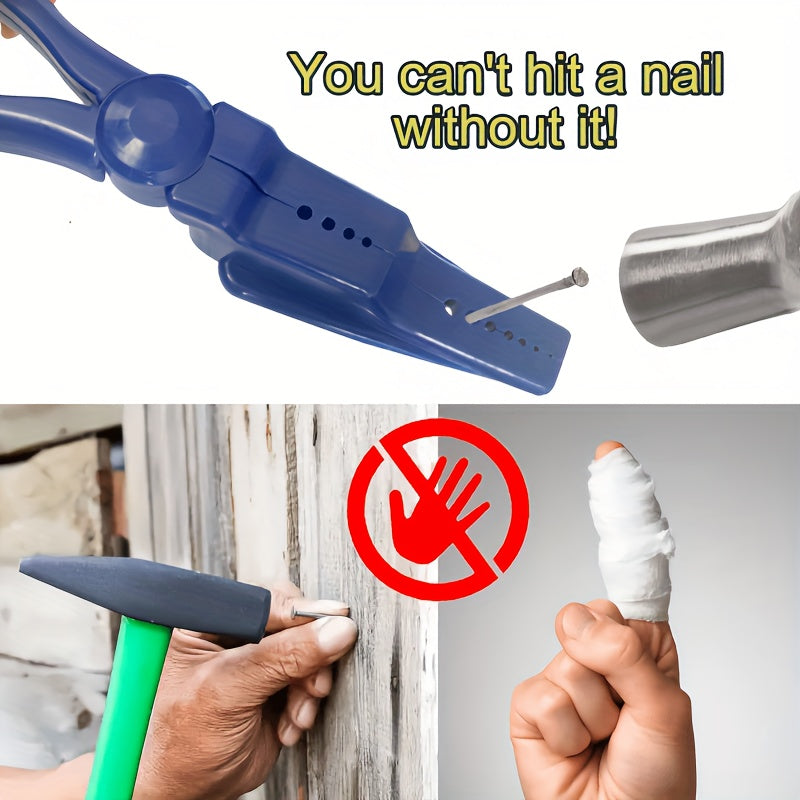 Blue Plastic Nail Auxiliary Pliers – Hammer-Friendly, Safety Protection Finger Pliers for Household & Outdoor Use