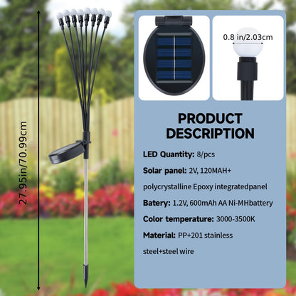 2 Pack Solar Garden Lights: Upgraded Swaying Lights with Wind Motion, Flexible Iron Wire & Heavy Bulb Base, Warm White Outdoor Pathway Decoration