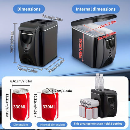 Compact 6L Portable Mini Fridge for Cars – DC 12V Electric Cooler for Drinks, Seafood and Fruits, Ideal for Travel and Outdoor Adventures