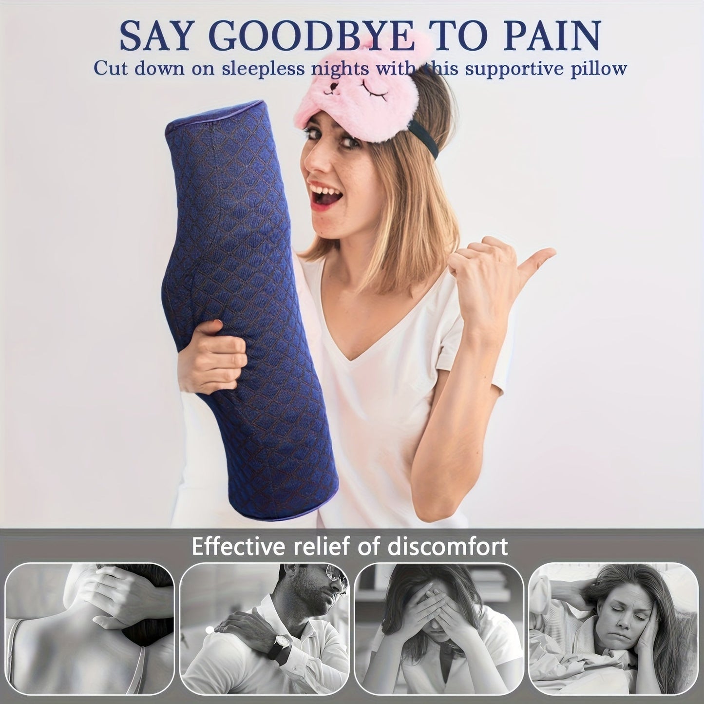 Memory Foam Cervical Neck Pillow – Supportive Bolster for Stiff Neck, Ideal for Sleeping and Neck Pain Relief