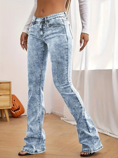 High Stretch Bootcut Jeans for Women | Washed Denim with Slant Pockets | Casual & Comfortable Trousers. Clothing's