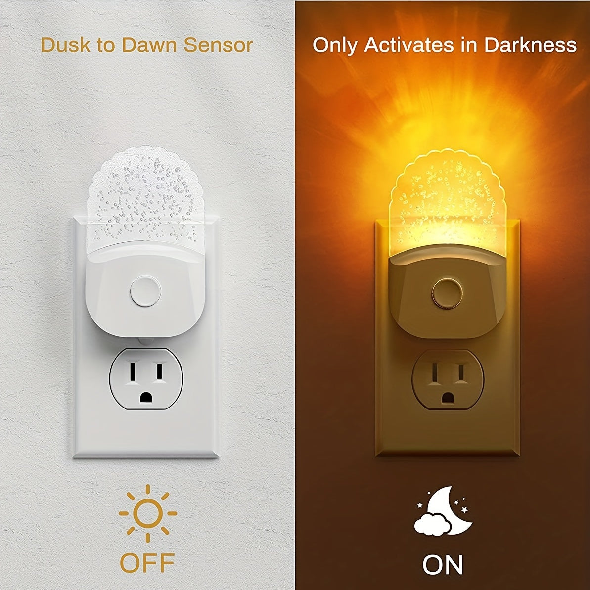 2pcs LED Night Light Plug - 8-Color Changing RGB, Dusk to Dawn Sensor, RGB Mode - Ideal Christmas Gift