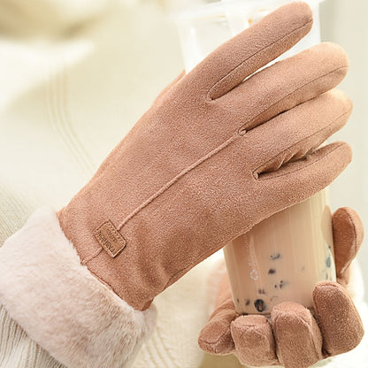 Plush Inner Thermal Winter Gloves - Touch Screen Thicken Cold Weather Sports Gloves for Women