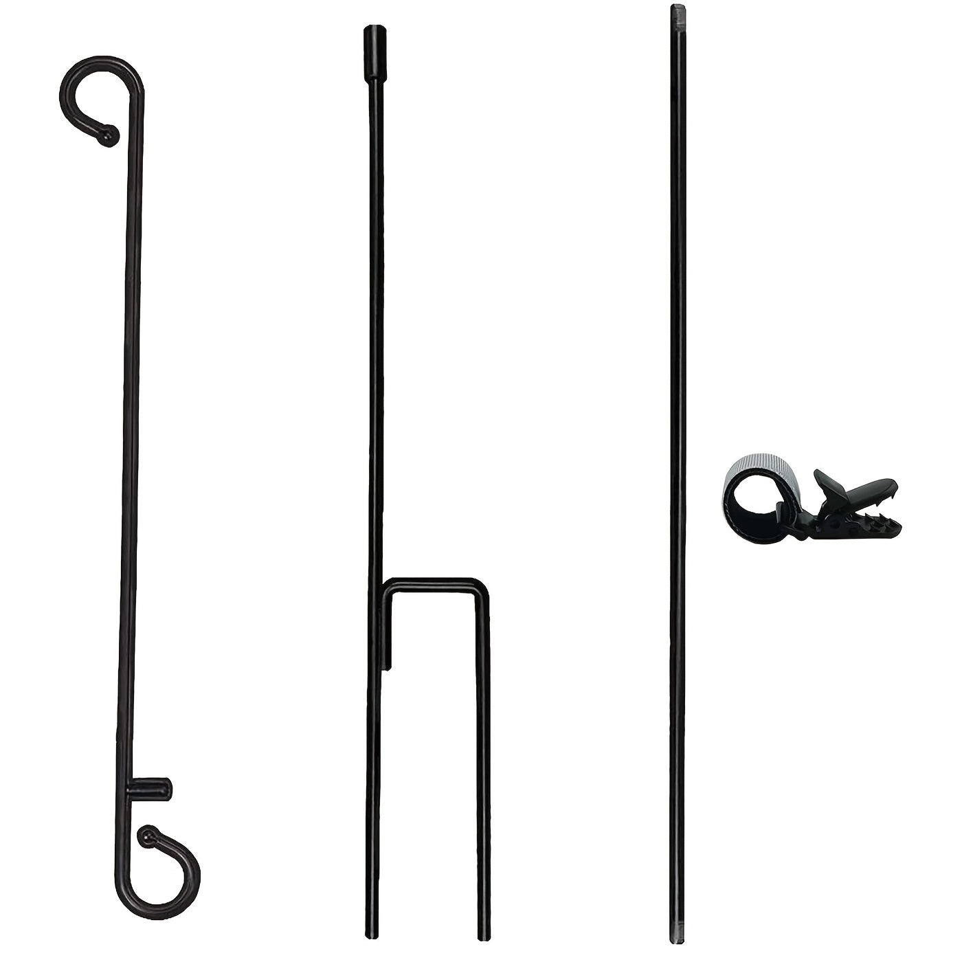 Garden Flag Stand Holder – Pole with Flag Stopper and Clip, Waterproof Powder-Coated for House, Yard and Seasonal Flags (Flag Not Included)