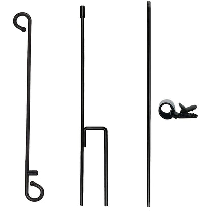 Garden Flag Stand Holder – Pole with Flag Stopper and Clip, Waterproof Powder-Coated for House, Yard and Seasonal Flags (Flag Not Included)