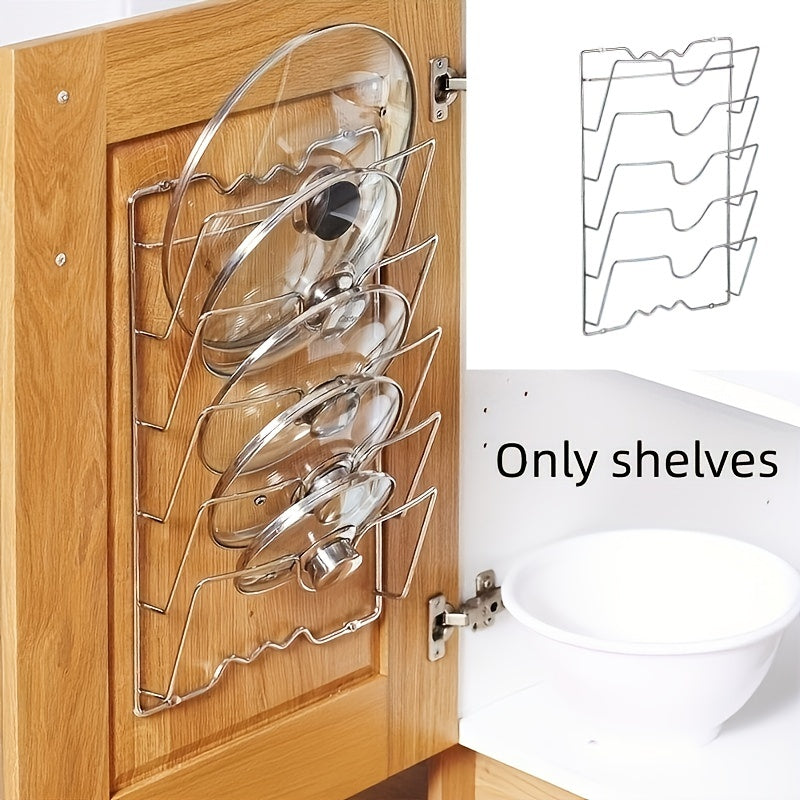 Space-Saving Hanging Pot Lid Holder - Multifunctional Wall-Mounted Rack, Cutting Board Organizer, and Kitchen Essentials for Easy Meal Prep