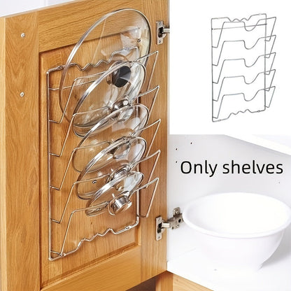 Space-Saving Hanging Pot Lid Holder - Multifunctional Wall-Mounted Rack, Cutting Board Organizer, and Kitchen Essentials for Easy Meal Prep