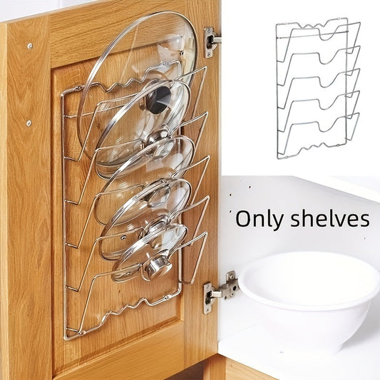 Space-Saving Hanging Pot Lid Holder - Multifunctional Wall-Mounted Rack, Cutting Board Organizer, and Kitchen Essentials for Easy Meal Prep