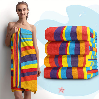 Extra Large Striped Beach Towel – Ultra-Soft Microfiber, Quick-Dry & Sand-Free, Ideal for Travel, Yoga, Camping, and Swimming, Machine Washable