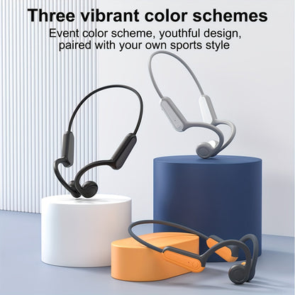 Seamless True Wireless Bone Conduction Headphones - 15H Playtime, Sweatproof Sports Earbuds with Mic, Featherweight for Running, Walking, Hiking, and Gym