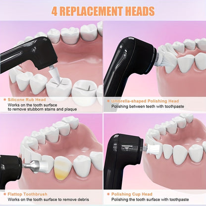 Professional Teeth Whitening Kit – Dental Water Jet with Electric Tooth Polisher, Multifunctional Heads, and Calculus Remover for Effective Plaque Removal and Home Oral Care